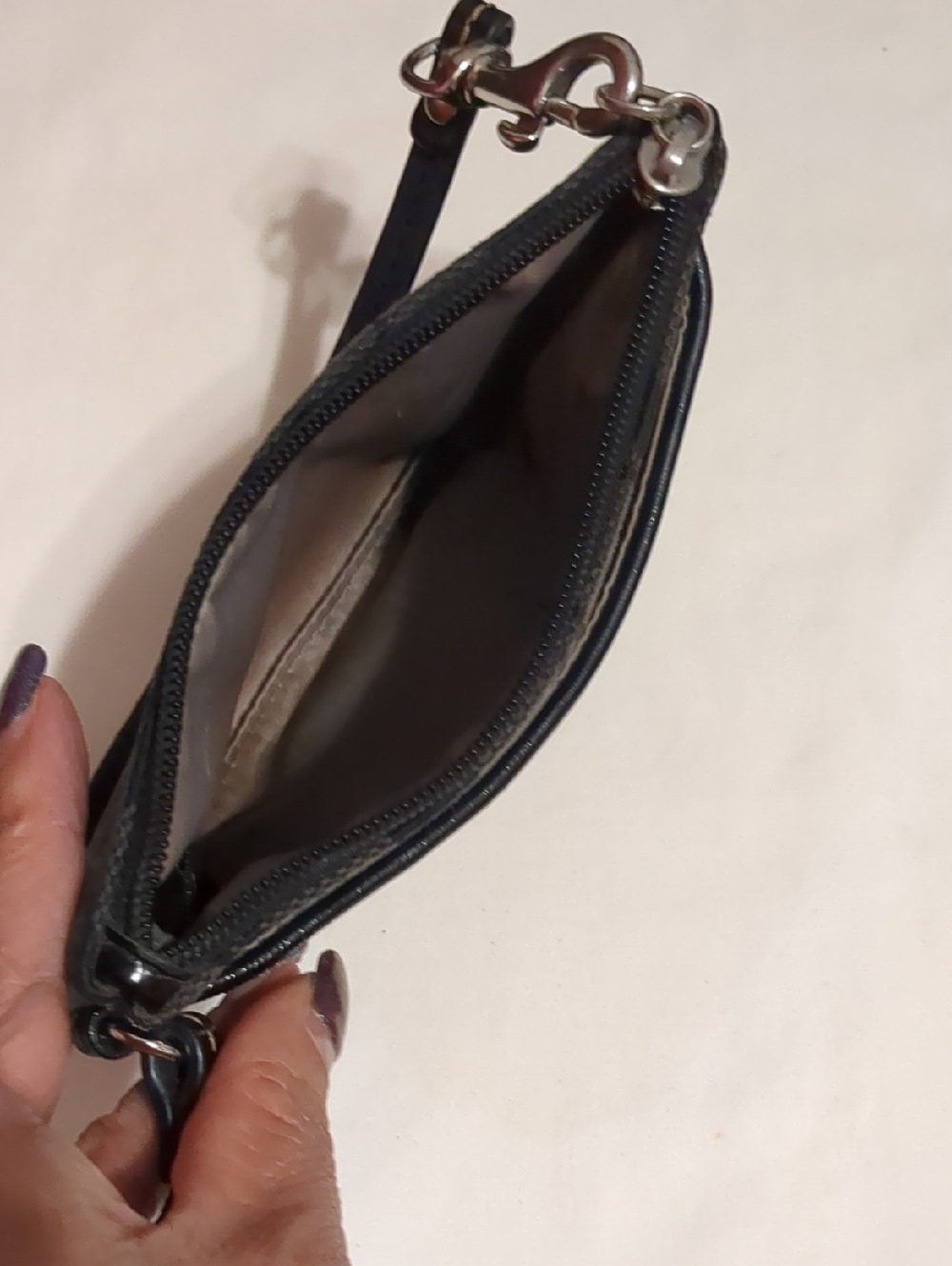 Coach Small Black Signature Canvas Wristlet - Picture 5 of 12